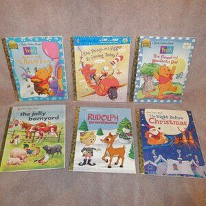 Vtg Little Golden Books 6X Lot Hardcover Dr Seuss Christmas Pooh Bear 90s Y2K